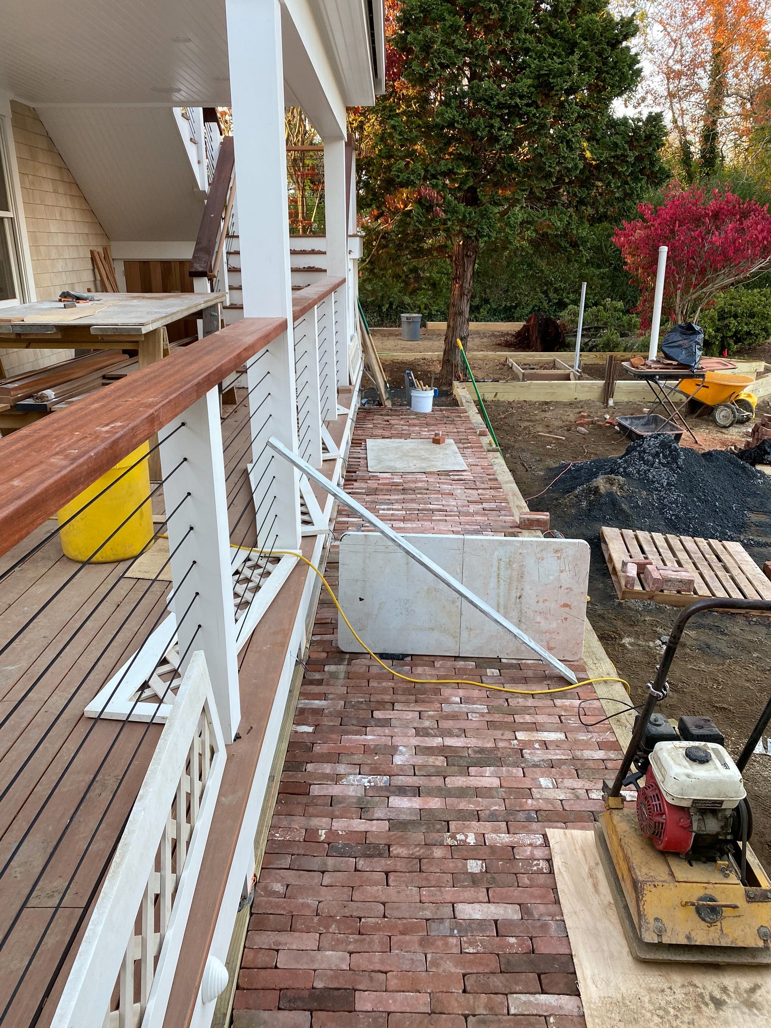 walkway using our reclaimed brick pavers.
